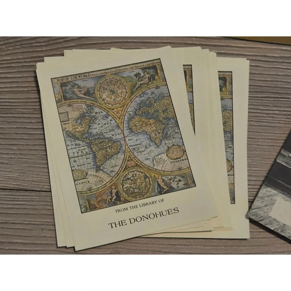 Vintage Antioch Publishing Company Bookplates World Map & Reading Child Set 40pc